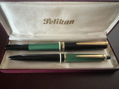 🔴 PELIKAN penna stilografica MK10 a pistone pennino F e sfera K150 set vintage