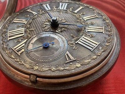 Montre Poche Argent 925 A Cane 3 Charnières Antique Londres 1870 Fonctionne