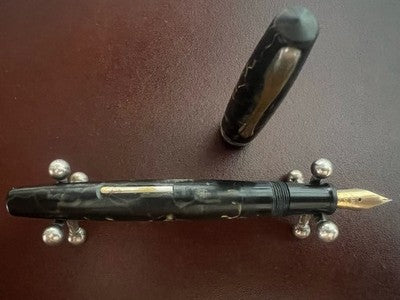 Anker Stift Füllfederhalter Zelluloid Schwarz Marmoriert Loading Hebel Vintage