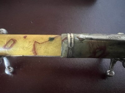 WEAREVER Pluma Stylográfica De Celuloide Marmorada Con Palanca Vintage 1940 