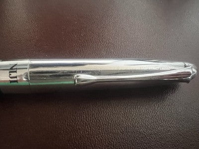 🔴 NIJI penna stilografica cromata finiture pelle pennino Iridium H con astuccio