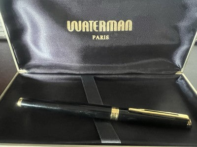🔴 WATERMAN penna stilografica Perface lacca nera pennino M profili dorati