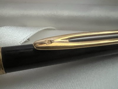 🔴 WATERMAN penna sfera lacca marmorizzata placcata oro scrive con astuccio