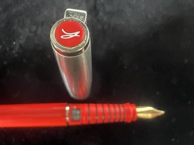 🔴 HERLITZ penna stilografica Tornado SLS rossa a cartuccia scrive vintage