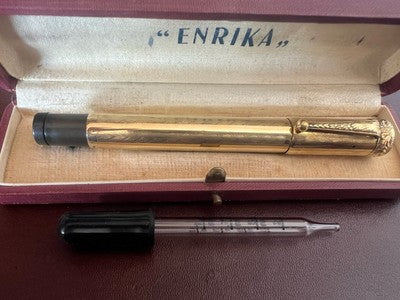 ENRIKA Stylo À Plume Rentrant Nib OR Fonctionne Vintage 