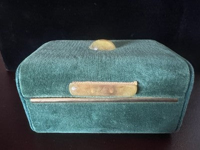 Set Sewing Holy Rosary Meter Thimble Needle Threaders Travel Pouch Vintage