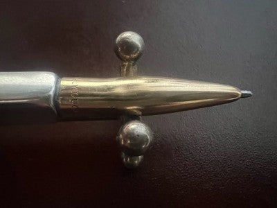 🔴 GUCCI penna sfera argento 925 placcata oro sezione quadrata scrive vintage