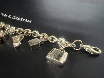 Dolce & Gabbana Bracelet Charm Jewel Steel Golden With Hanging Iconici