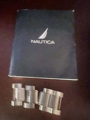 🔴 NAUTICA box scatola Orologio con Libretto Maglie in Acciaio e Contro Scatola