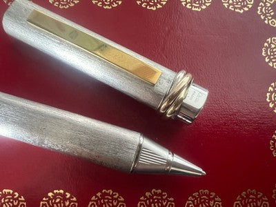 Must de Cartier Stylo-Plume Sphère Vendome Trinity Plaqué Argent Mat Vintage