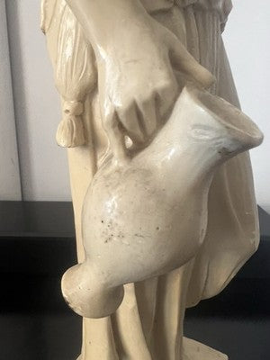 🔴 Statue der Göttin Ebe, Marmorstaub, RB, gearbeitete Draperien, Höhe 40 cm, Italien, Vintage