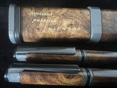 🔴 BPM penna stilografica + sfera in radica Germany set con astuccio incis