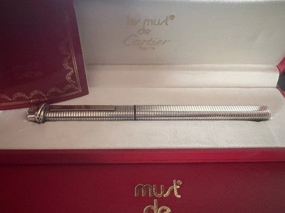 Cartier Fountain Pen Vendome Trinity Silver Solid 925 Cartridges Vintage 2
