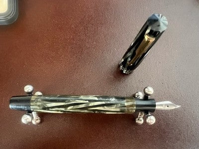 Bernard Stylo-Plume Stylo à Plume Celluloid Vert Marbré Écrit Vintage '40