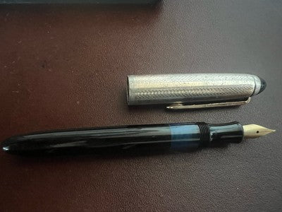 🔴 ERO penna stilografica nera a pistone pennino F scrive vintage