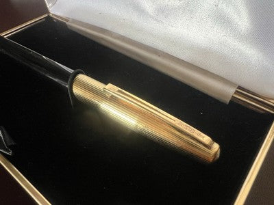 🔴 WATERMAN penna stilografica Flash cappuccio placcato oro a cartuccia vintage