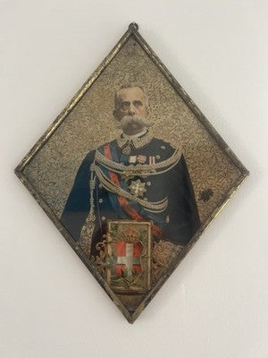 Cadre Lithographie Impression Umberto I Savoie Roi Italie Vintage Cadre 1880