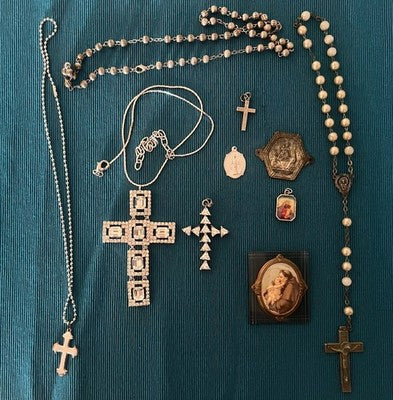 🔴 Collane vintage bigiotteria croci e rosari vintage anni ’70/’90 N.4