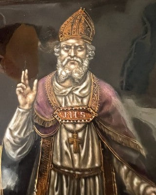 🔴 Quadro LIMOGES arte limosina smalti oro SAN NICOLA Bouasse Lebel Paris antico