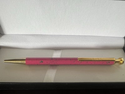 🔴 PELIKAN penna sfera lacca rosa verde e dorata a scatto scrive vintage