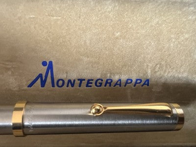 🔴 MONTEGRAPPA penna stilografica cromata pennino placcato oro F garanzia