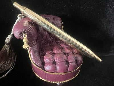 🔴 EPOCA penna sfera dorata mini con fiocco ornamentale scrive vintage