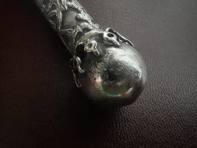 BIC Ballpoint Pen SILVER 800 Engraved Bas Relief Rare Vintage Jewelry