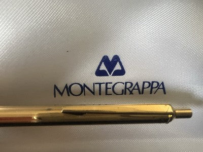 🔴 MONTEGRAPPA penna sfera placcata oro pulsante a scatto scrive 2