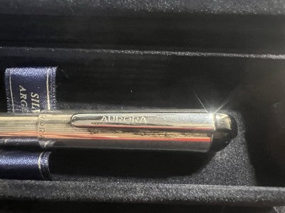 🔴 AURORA penna sfera ARGENTO 925 MASSICCIO Idea pennino M mai usata astuccio