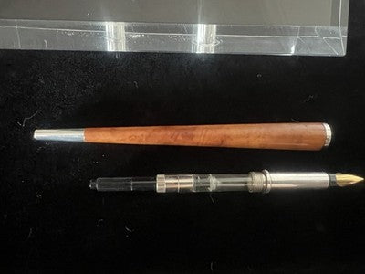Giannini Base Stylo-Plume Stylo à Plume Sphère Argent 925 Bois Stilofori Schreibtisch 