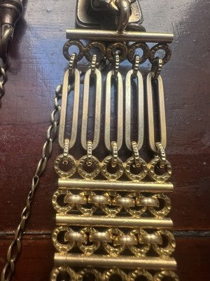 🔴 CATENA orologio tasca Vittoriana chatelaine sigillo pinchbeck antica 1800 N.1