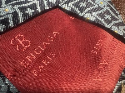 BALENCIAGA Men's Tie Blue Multicolor Elegant Pure Silk 