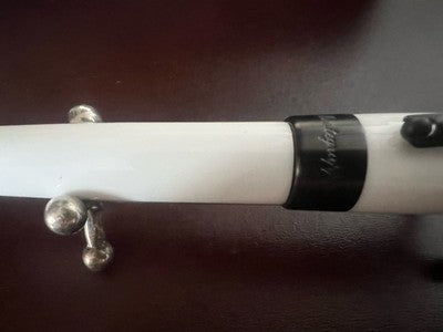 🔴 MONTEGRAPPA penna sfera Fortuna White resina bianca metallo brunito NOS