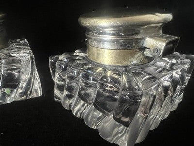 🔴 Calamai da scrivania cristallo e ottone epoca fine Ottocento grandi misure