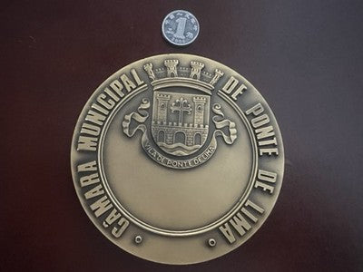 🔴 Große Vintage-Bronze-Medaille Cabral Antunes Ponte de Lima 