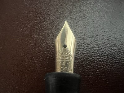 Tibaldi Füllfederhalter, bruchsicher, Zelluloid, grün, goldfarben, Vintage 