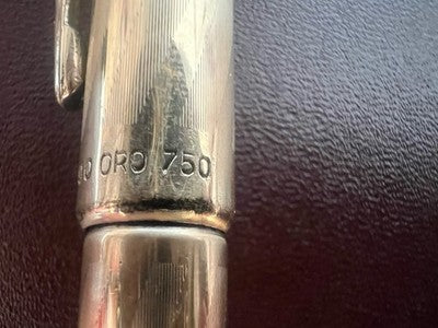 🔴 SNOMAR penna stilografica laminata oro 18K pulsante di fondo F scrive vintage