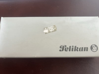 🔴 PELIKAN penna sfera Michelangelo cromata satinata righe e blu scrive vintage