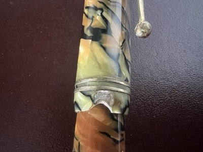 Stylo-Plume Stylo à Plume Celluloid en Marbre Tigre à Bouton Écrit Vintage '40
