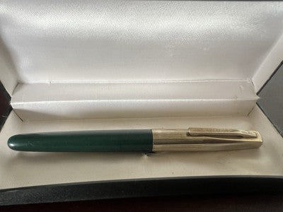 Stift Füllfederhalter Grün Mechanismus A Kolben Schreibt Vintage 1950 C