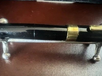 Pluma Estilográfica De Celuloide Negra Con Botón Fondo Plumín F Vintage 40