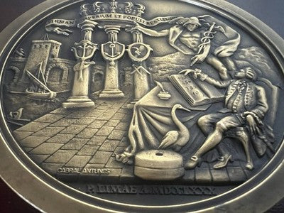 Médaille Commémorative Pont De Lima Bronze Cabral Antunes Large Vintage