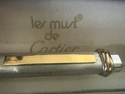 Must de Cartier Pen Sphere Vendome Trinity Plated Silver Matte Vintage
