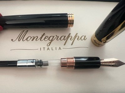 Montegrappa Lápiz Pluma Fuente Manager Negro Acabado Baño Oro Nib M
