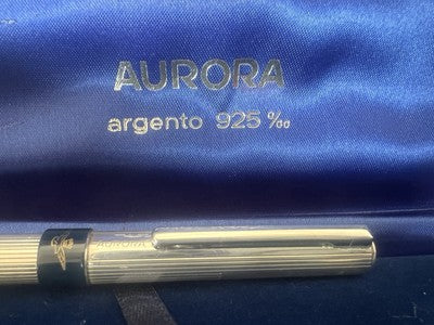 🔴 AURORA penna stilografica Marco Polo ARGENTO 925 MASSICCIO F Aereonautica