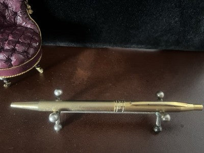 🔴 DELTA penna sfera dorata millerighe pulsante a scatto scrive vintage