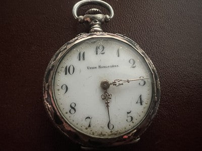 🔴 Orologio tasca ARGENTO 800 donna revisionare parti vintage UNION HOROLOGERE 1
