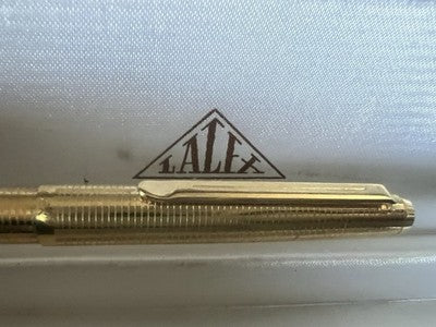 Lalex Pen Ball Plated Gold Guilloché Ballpoint Vintage With Pencil Case