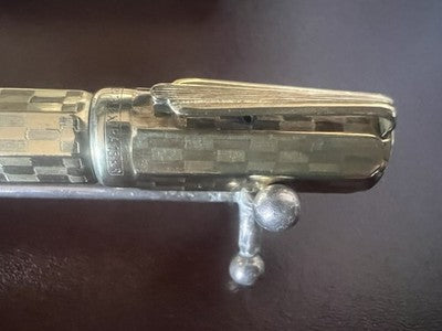 Zenith Extra Fountain Pen Retractable Plated Gold 18K Chessboard Vintage '40