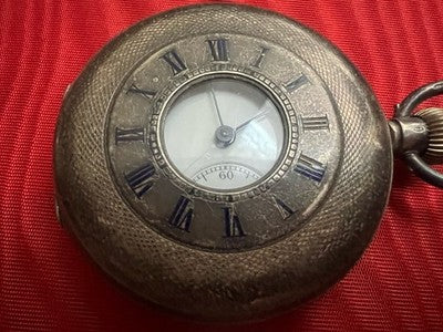 Montre Poche Argent 800 Oeil de Boeuf Fonctionne Seltener Vintage 